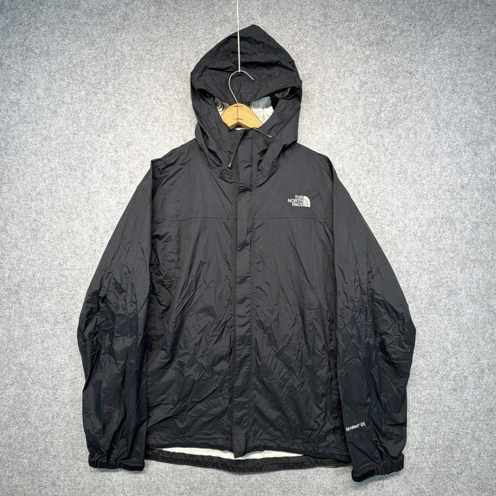 The North Face Hyvent DT Men's Size Large Windbreaker Black Hooded Pockets